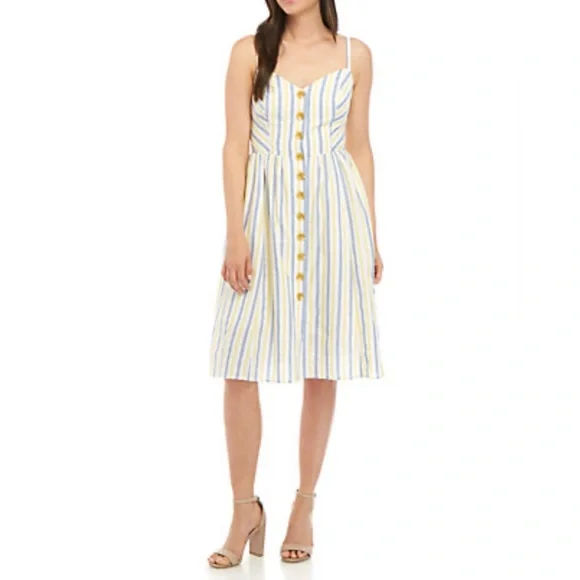 Vince Camuto Sleeveless Stripe Midi Dress Size 14 - Picture 1 of 11